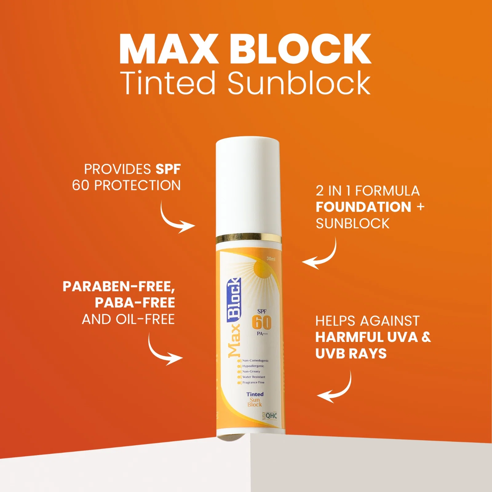 Max block SPF 60 Tinted Sunblock (Beige) - Image 3
